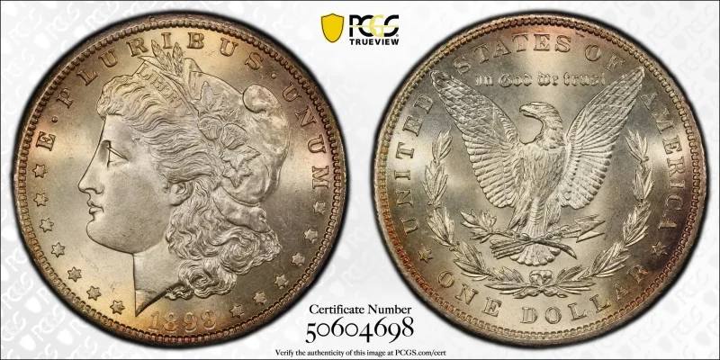 PCGS Trueview 1899-P MS66+ Morgan Dollar 50604698